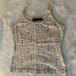 Off-white tank top with flowers